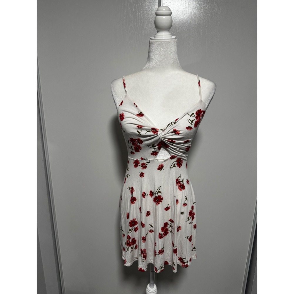 Garage White Floral Twist Front Cutout Sleeveless Mini‎ Dress size Petite Small